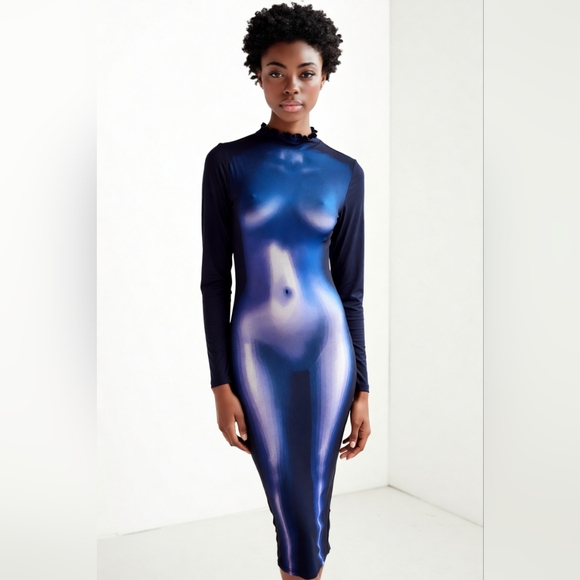 Blue 3D Body Print Dress - Picture 4 of 8